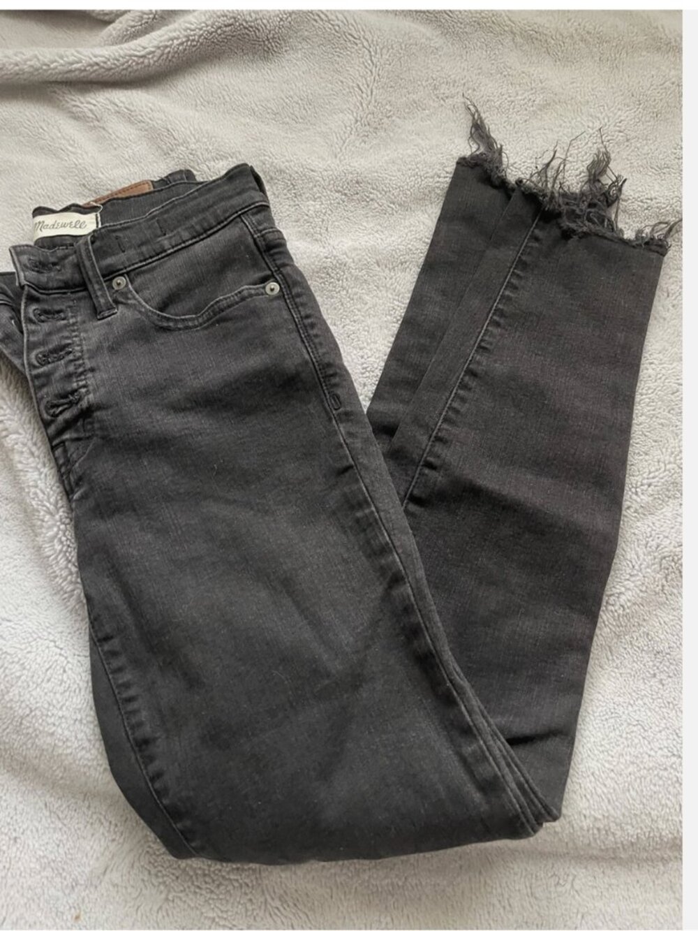 Madewell WOMEN'S Black High Rise Skinny Leg Denim Jeans SIZE 25 Buttons Front